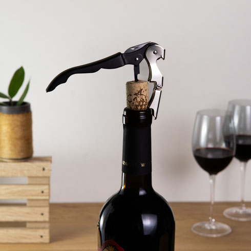 Штопор DOUBLE LEVER CORKSCREW, чорний, блістер