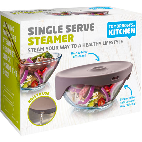 Скляна пароварка з силіконовою кришкою SINGLE SERVE STEAMER